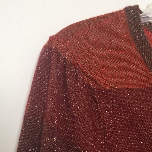 New York & Company Metallic Multi Color Cardigan Color Block Long Sleeve Stretch - Picture 4 of 8